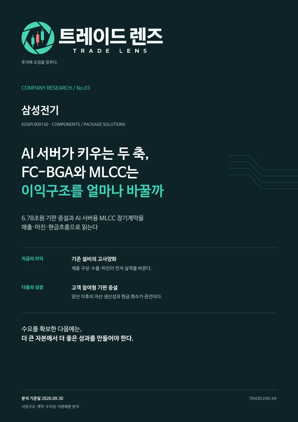 삼성전기 — AI 서버가 키우는 두 축, FC-BGA와 MLCC는 이익구조를 얼마나 바꿀까 표지