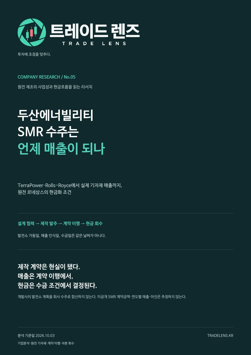 두산에너빌리티 — SMR 수주는 언제 매출이 되나 표지