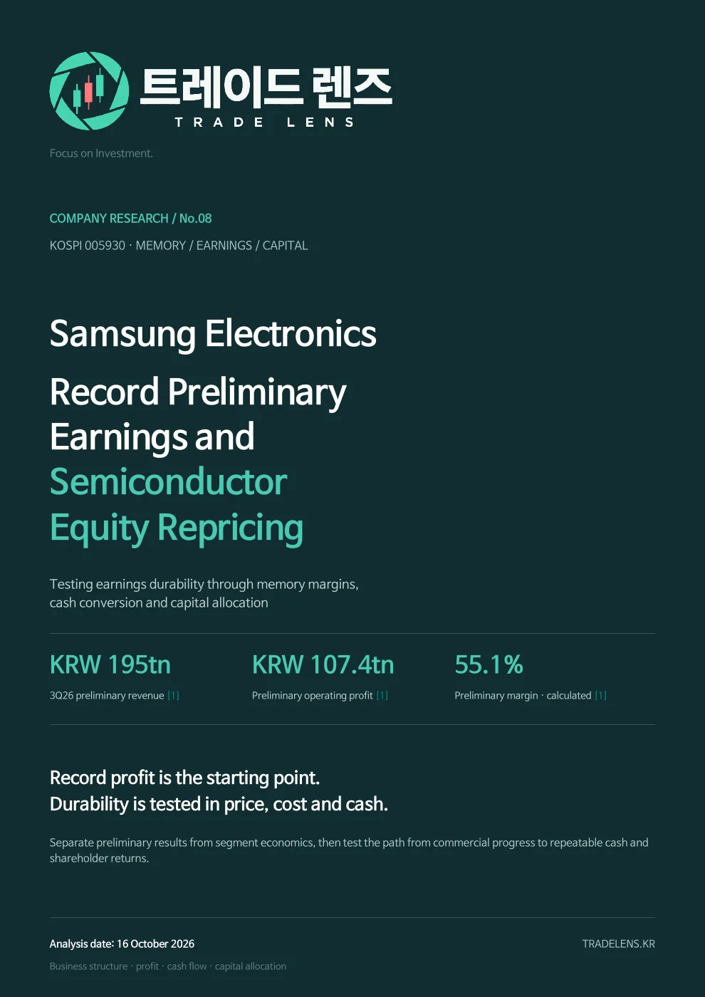 Samsung Electronics: Record Preliminary Earnings and Semiconductor Equity Repricing cover