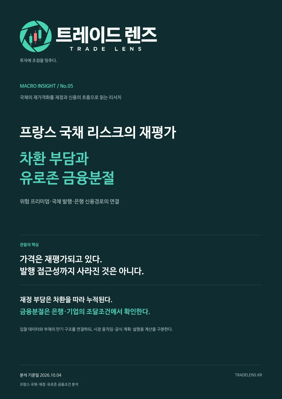 프랑스 국채 리스크의 재평가 — 차환 부담과 유로존 금융분절 표지